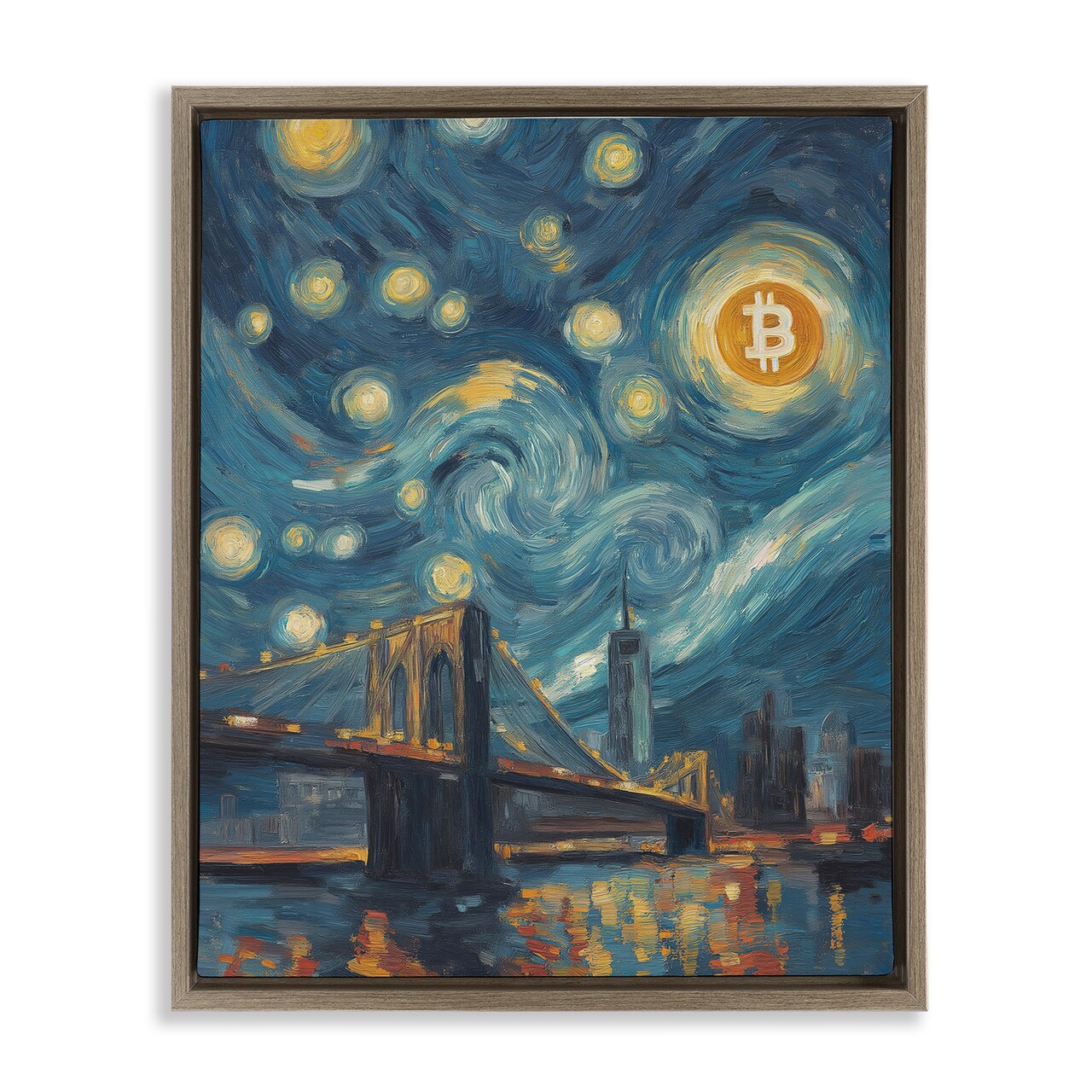 Stupell Industries Iconic Blockchain Moonlight Floating Frame, design by Svetlana Aleynikova